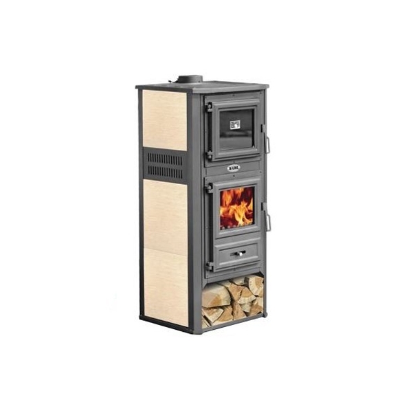 Stufa A Legna In Acciaio E Ghisa 12,1 kW Con Forno K-Line Kalorosa Crema