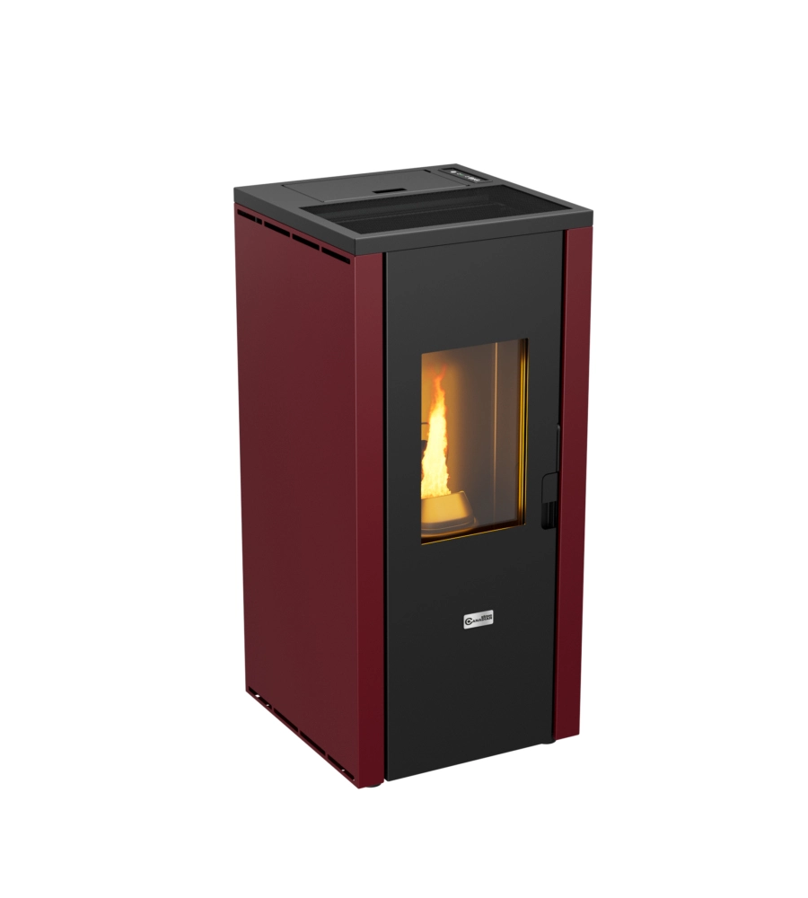Stufa a pellet ermetica canadian stove "design evo" bordeaux 7 kw