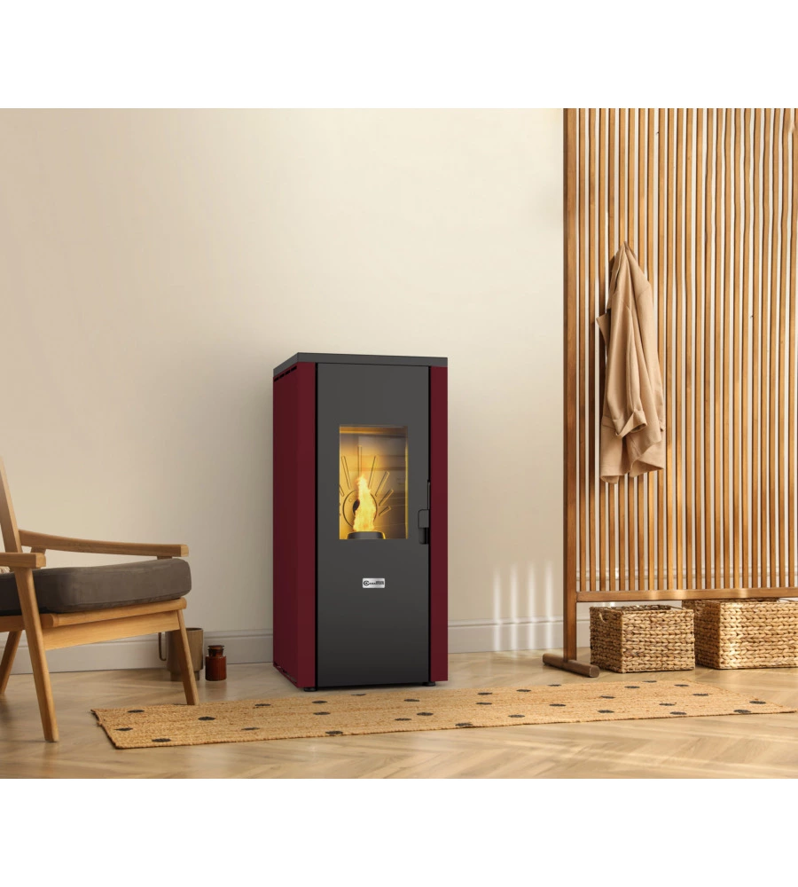 Stufa a pellet ermetica canadian stove "design evo" bordeaux 7 kw - immagine 3