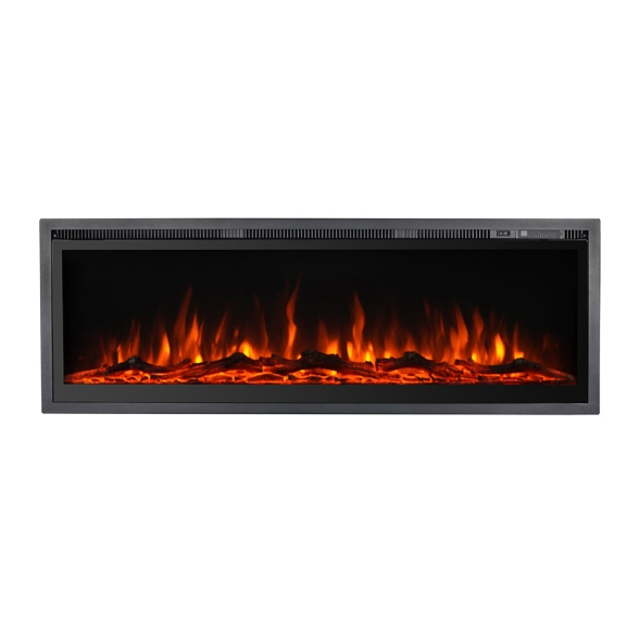 Camino elettrico da parete a incasso frontale CHICAGO130 L127 x P14 x H45 cm