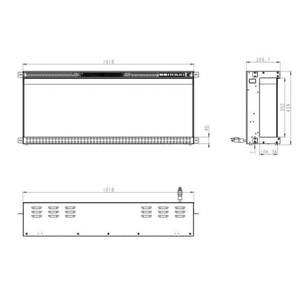 Camino elettrico da parete ad incasso 3 Lati BOSTON130 L127 x P20 x H44 cm - immagine 8