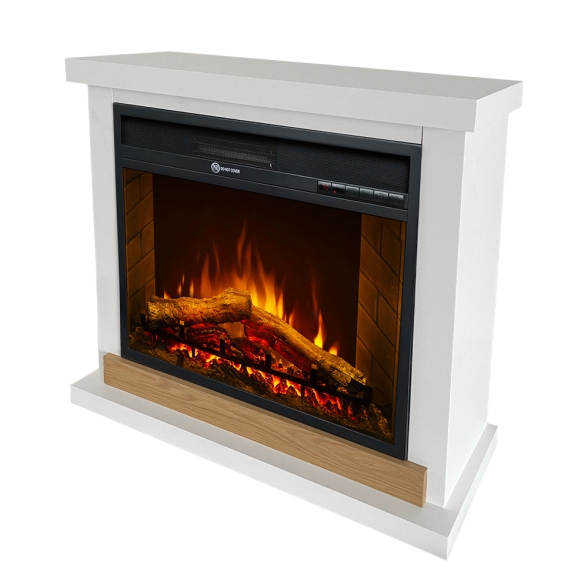 Camino elettrico da terra in legno bianco Stoccolma L75xP28xH70 cm - immagine 3