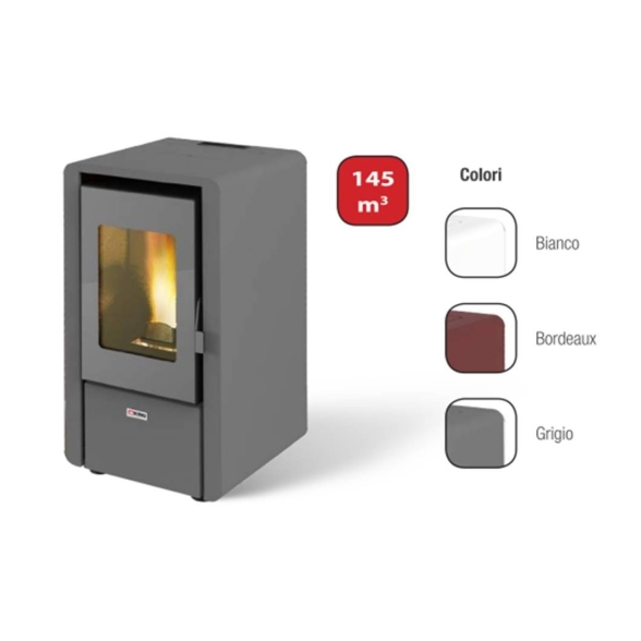 Stufa a pellet ad aria 6.15 kW King 60 bordeaux per ambienti fino a 55 mq - immagine 2